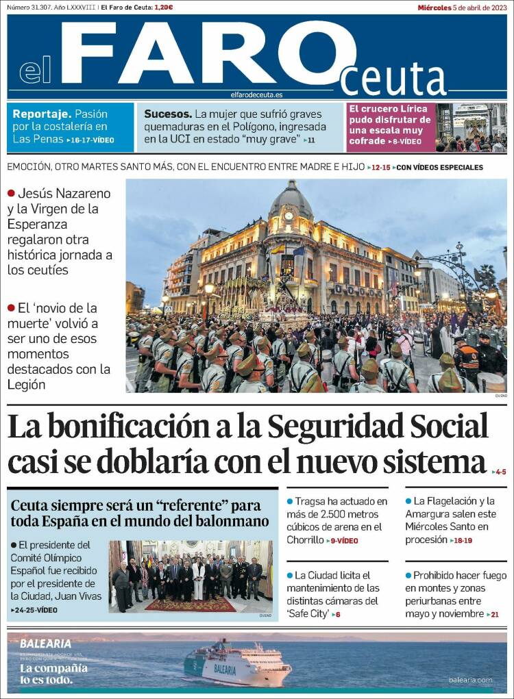 Portada de El Faro de Ceuta (España)