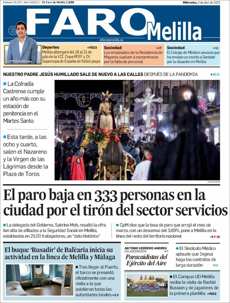Portada de El Faro de Melilla (España)