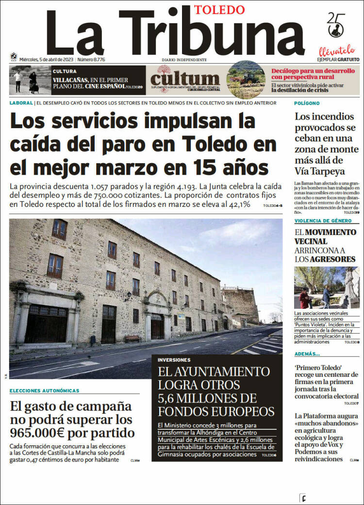 Portada de La Tribuna de Toledo (España)