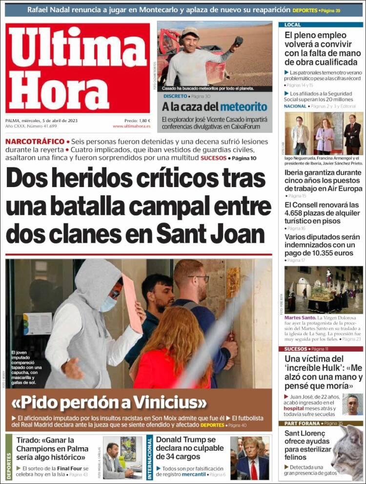 Portada de Última Hora (España)