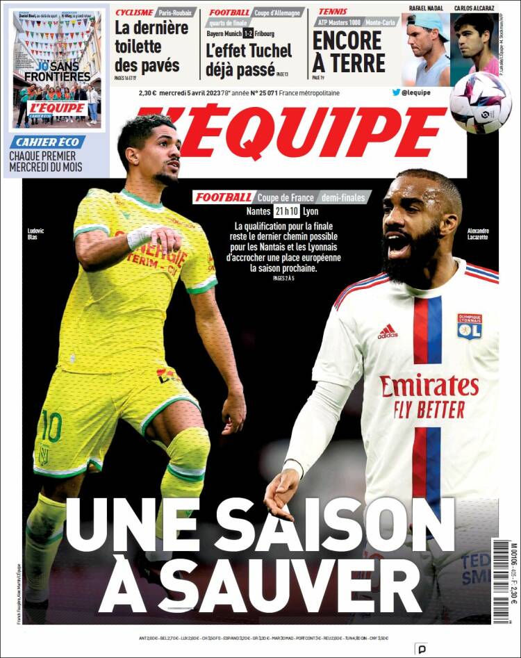 Portada de L'Equipe (Francia)