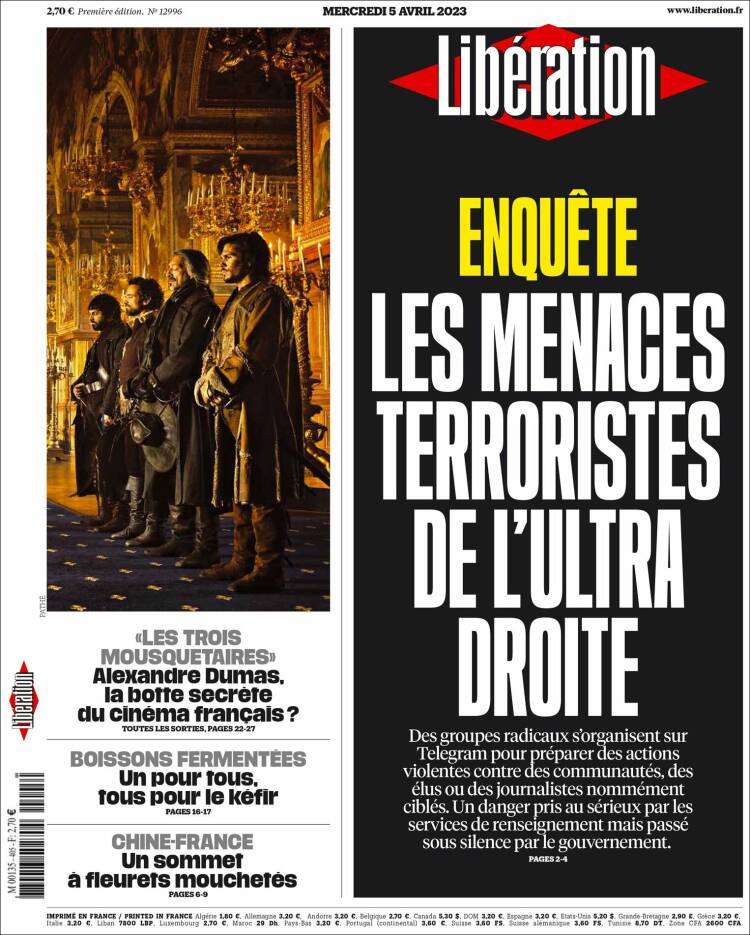Portada de Libération (Francia)