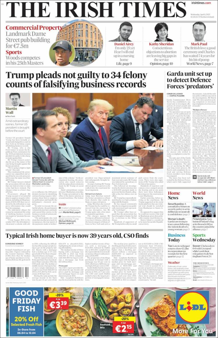 Portada de Irish Times (Irlanda)