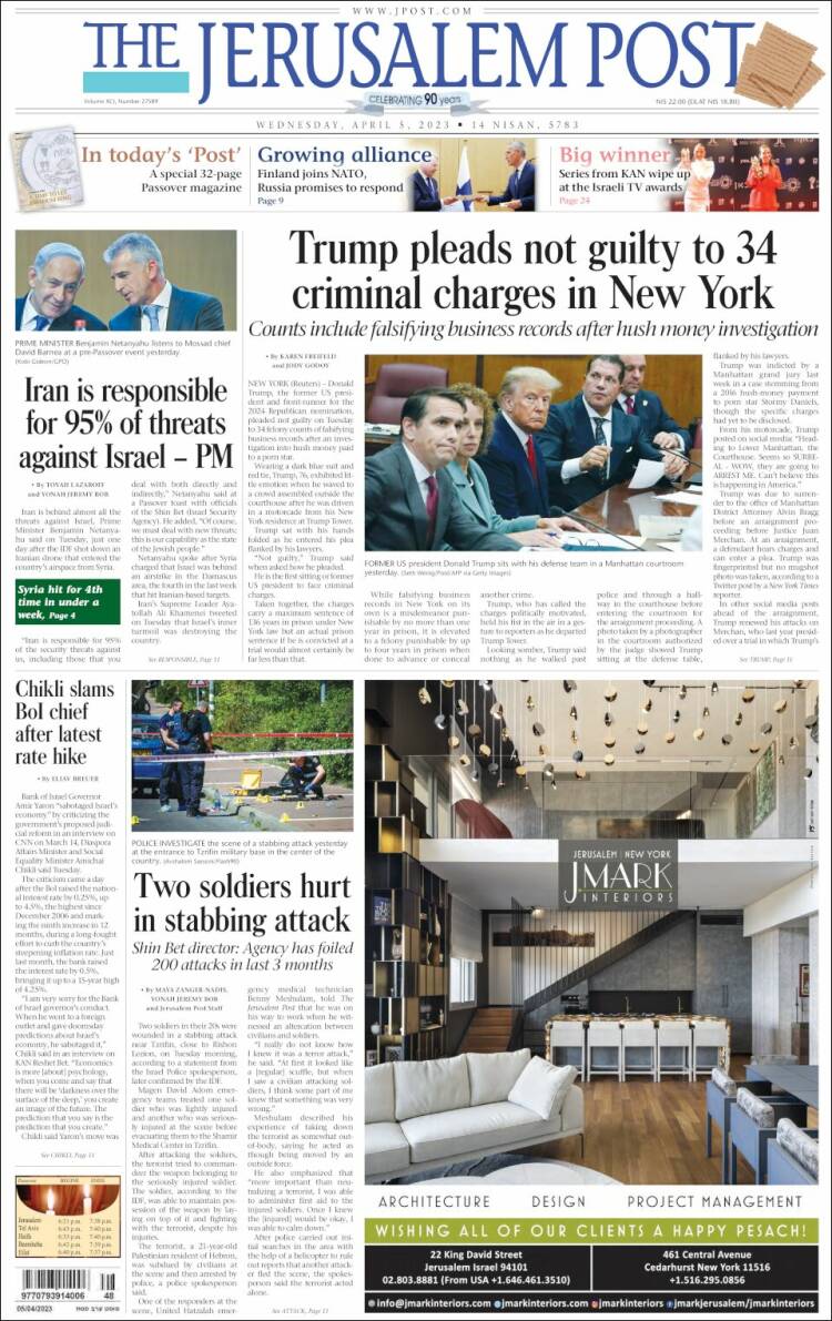 Portada de The Jerusalem Post (Israel)