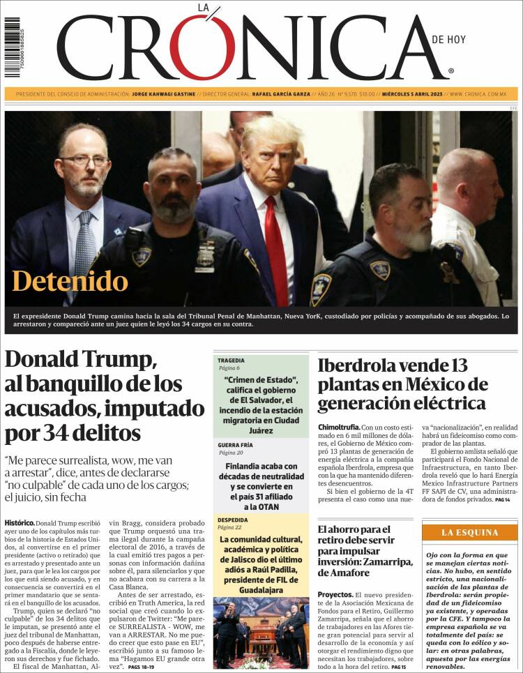 Portada de La Crónica de Hoy (México)