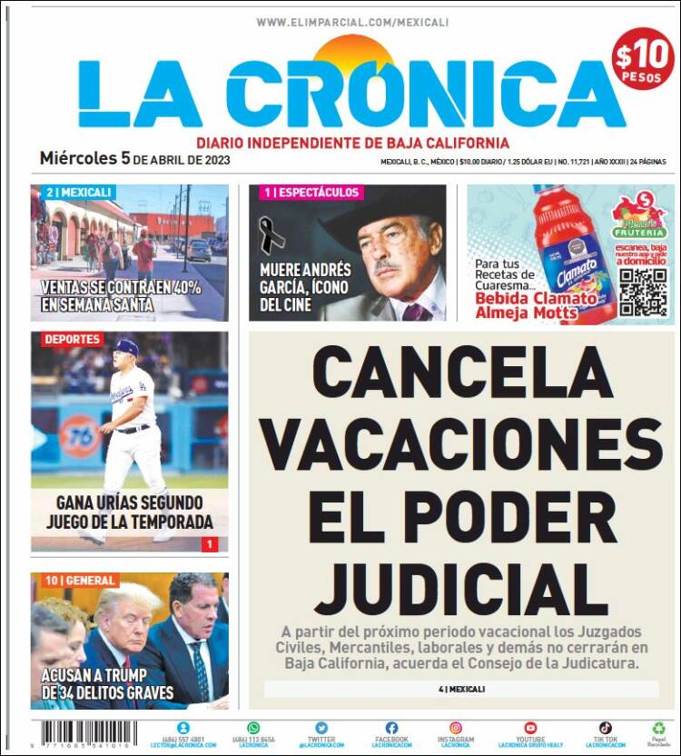 Portada de La Crónica de Baja California (México)