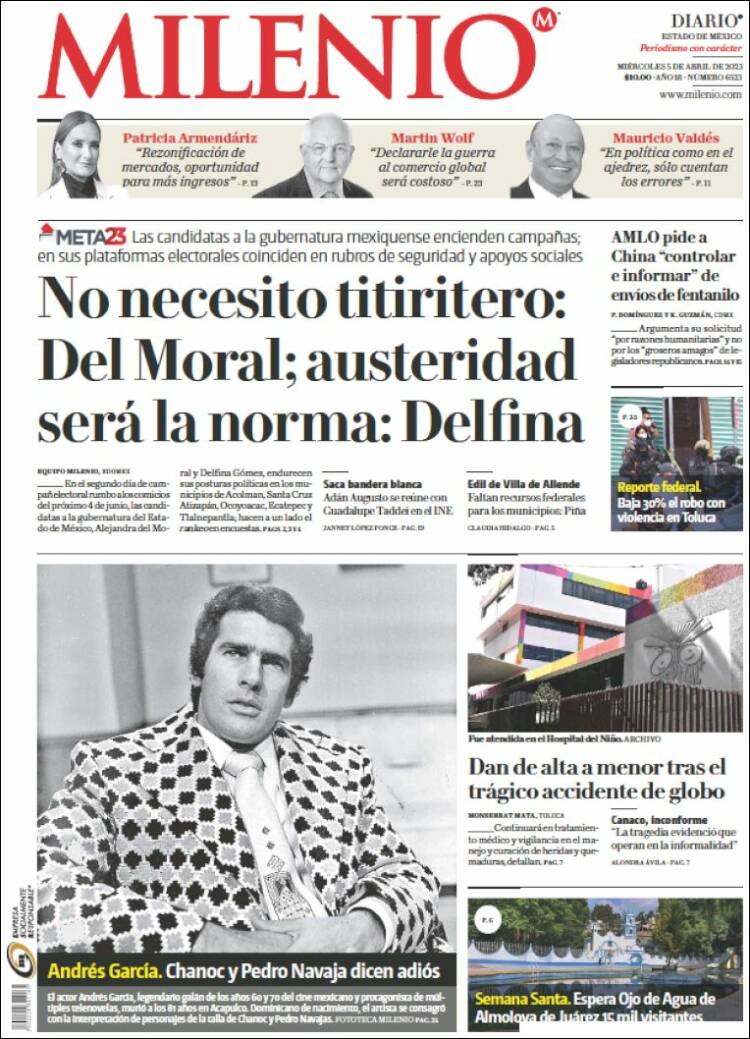 Portada de Milenio - Estado de México (México)
