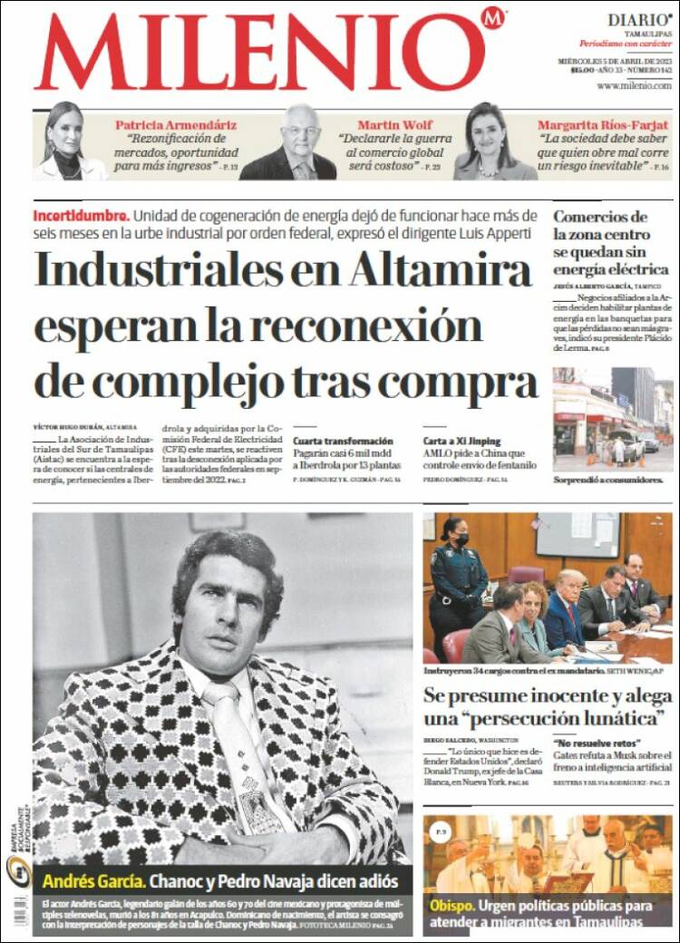 Portada de Milenio - Tamaulipas (México)