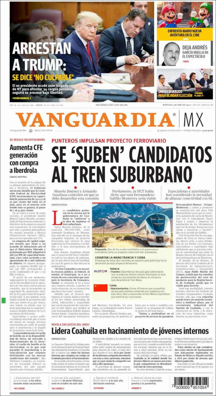 Portada de Vanguardia (México)
