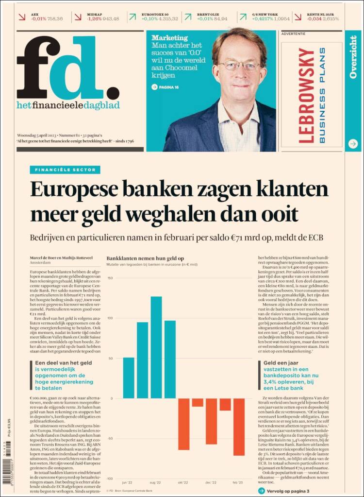 Portada de Het Financieele Dagblad (Pa&iacute;ses Bajos)