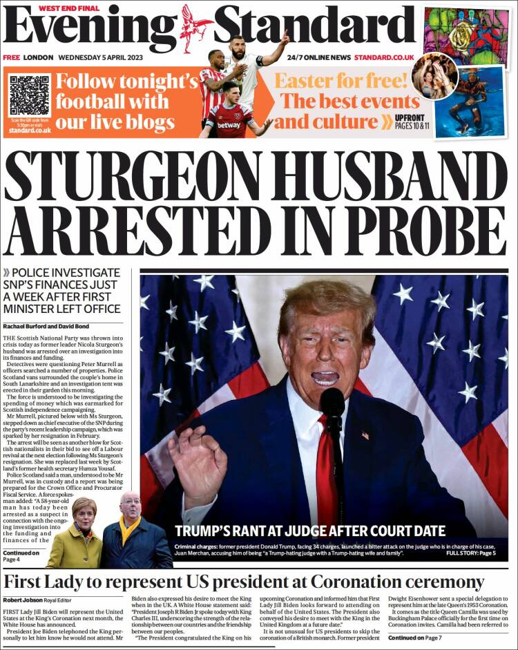 Portada de Evening Standard (Reino Unido)