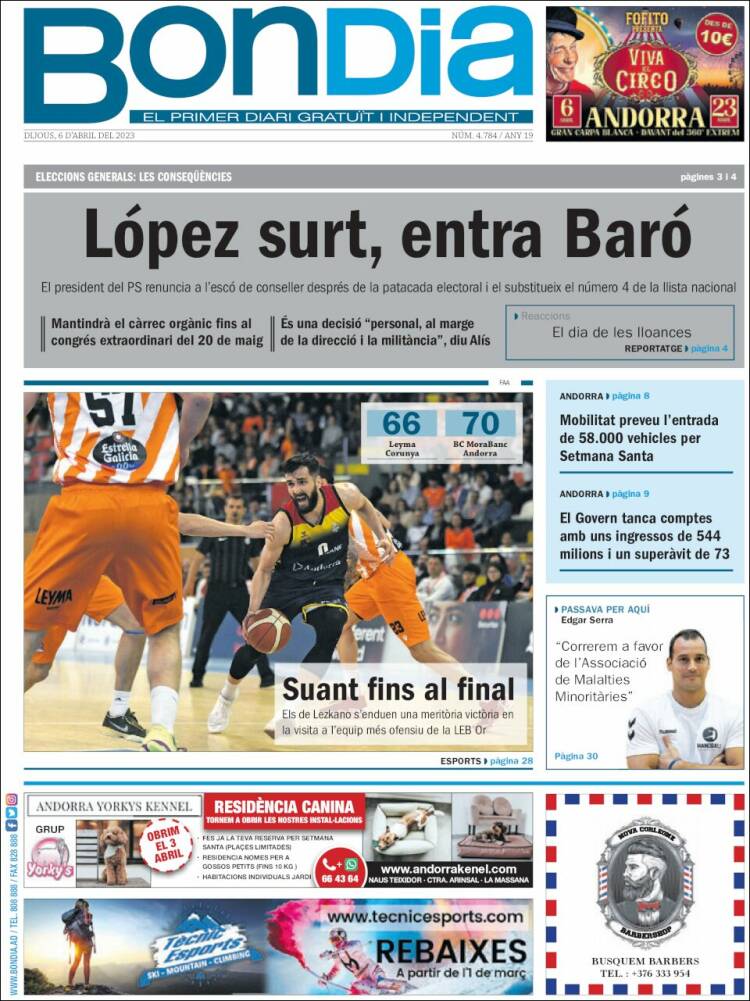 Portada de Diari Bondia (Andorra)