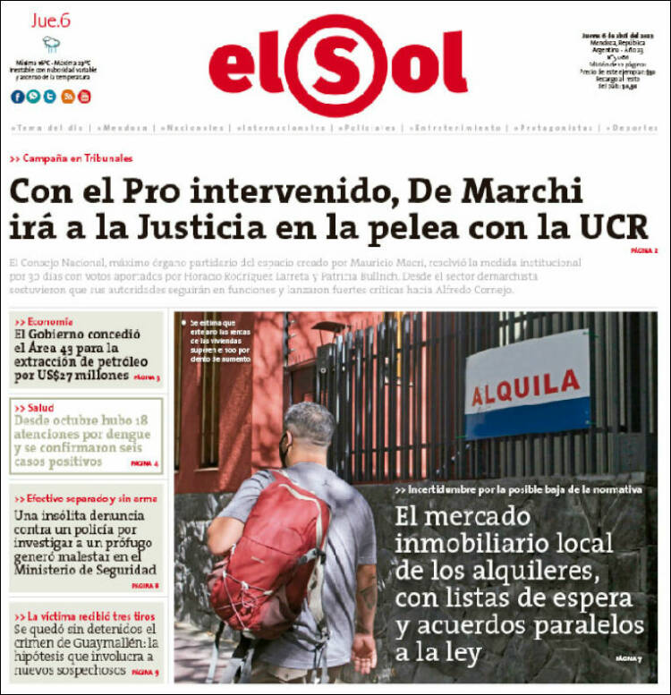 Portada de El Sol (Argentina)
