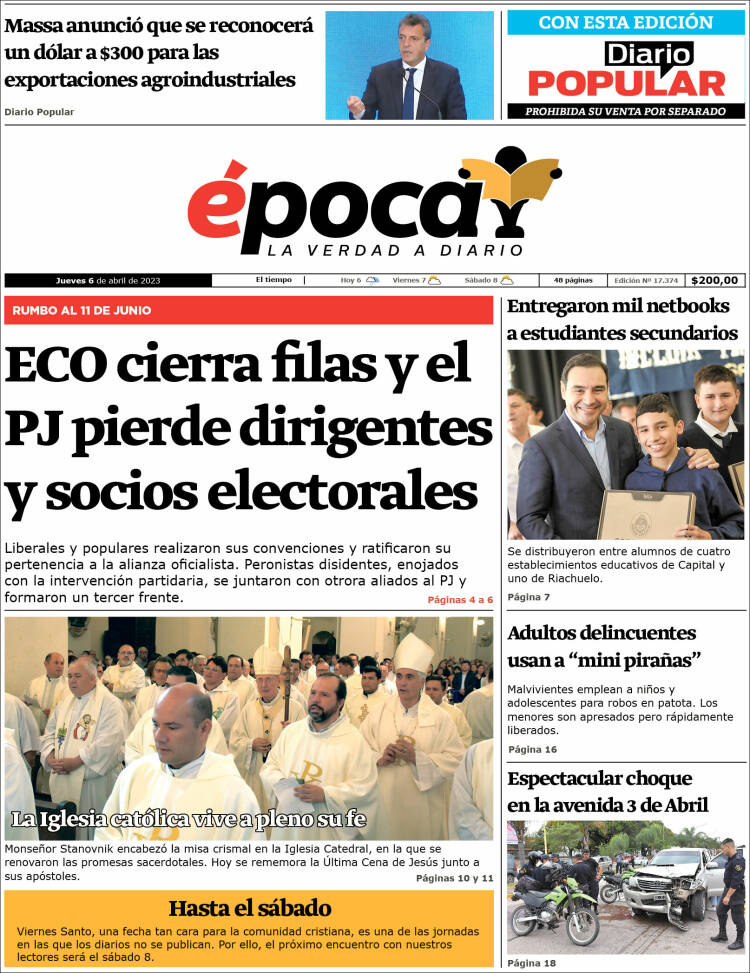 Portada de Diario Época (Argentina)
