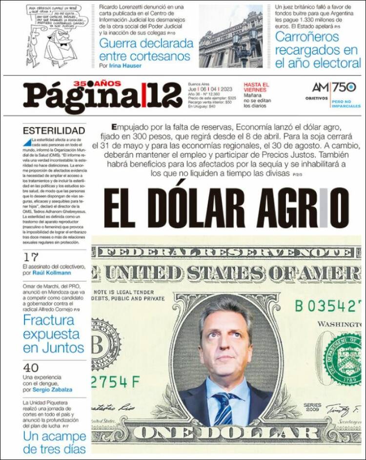 Portada de Página/12 (Argentina)