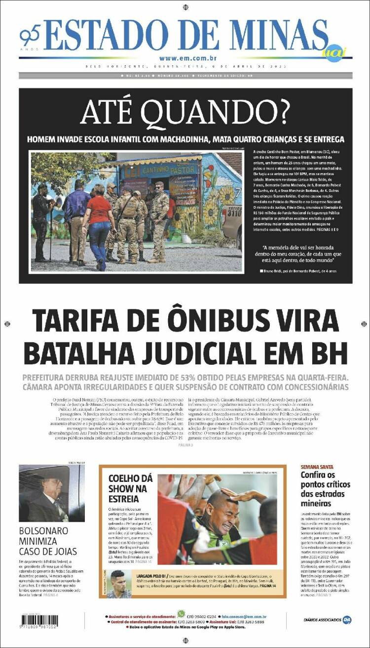 Portada de Jornal Estado de Minas (Brasil)