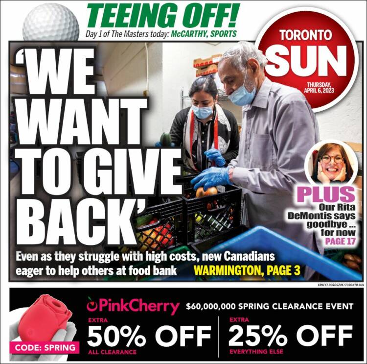 Portada de The Toronto Sun (Canada)