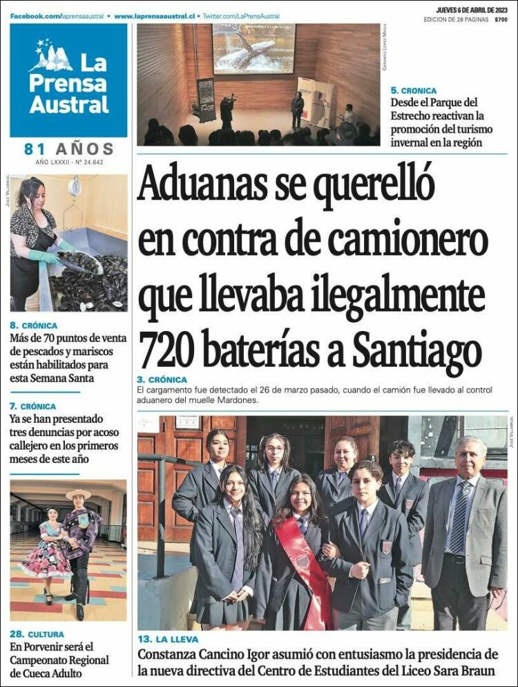 Portada de El Magallanes (Chile)