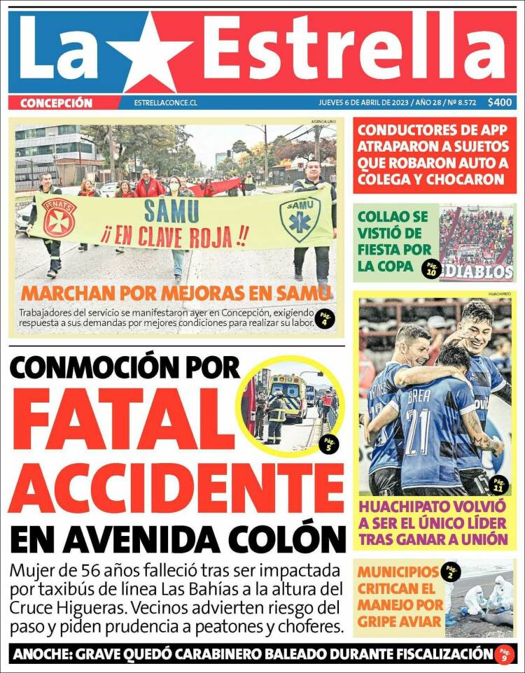 Portada de La Estrella de Concepción (Chile)