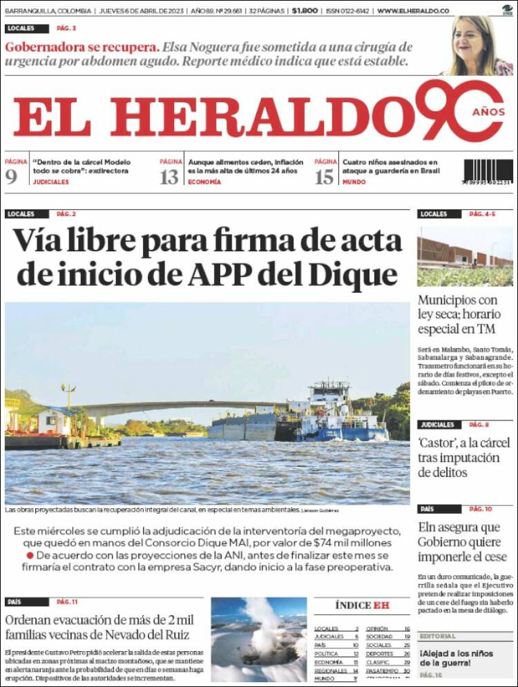 Portada de El Heraldo (Colombia)