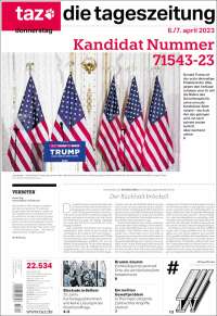 Portada de Die Tageszeitung (Alemania)