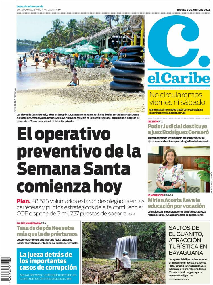 Portada de El Caribe (R. Dominicana)