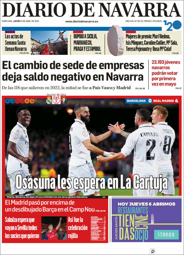 Portada de Diario de Navarra (España)
