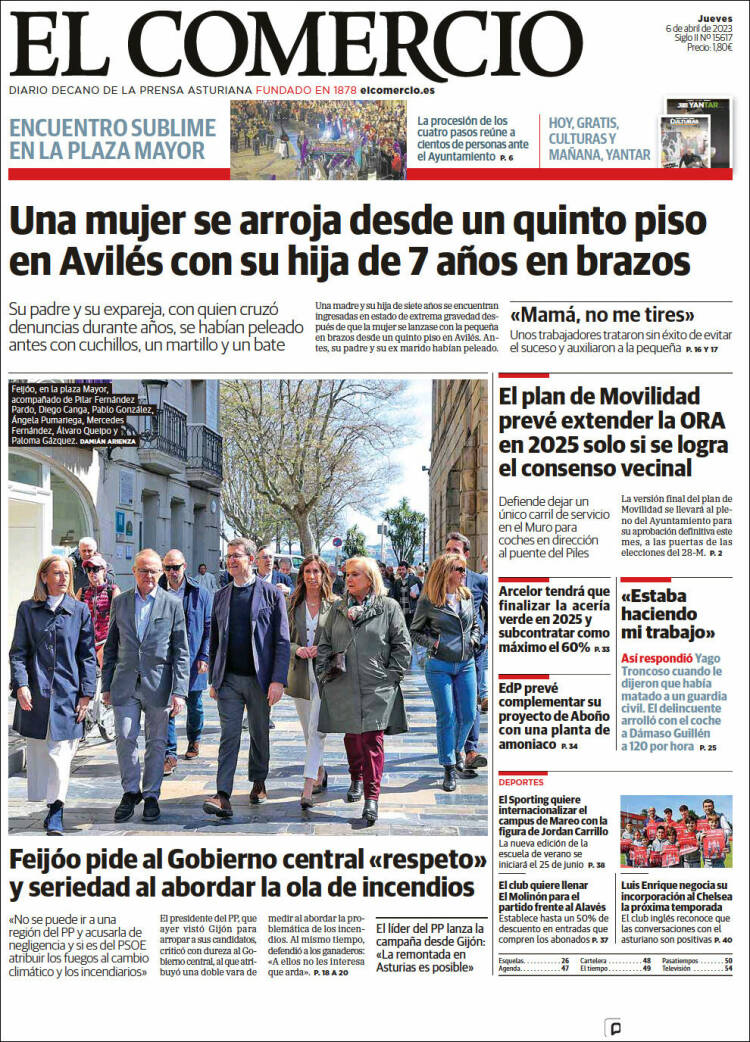Portada de El Comercio - Gijón (España)