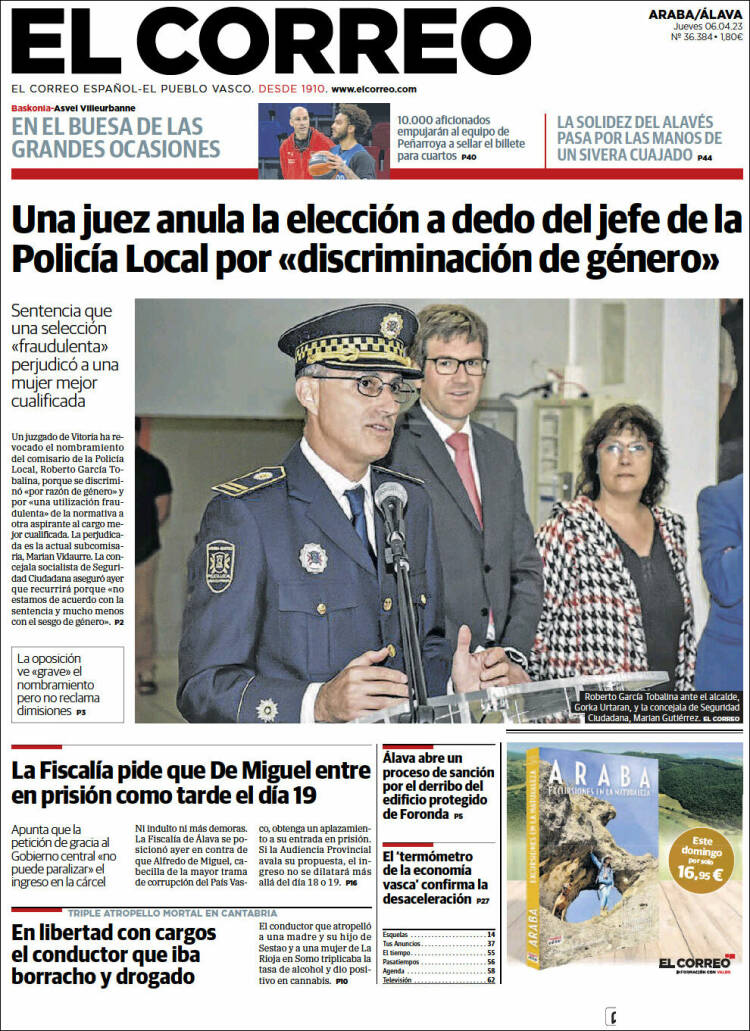 Portada de El Correo - Álava (España)