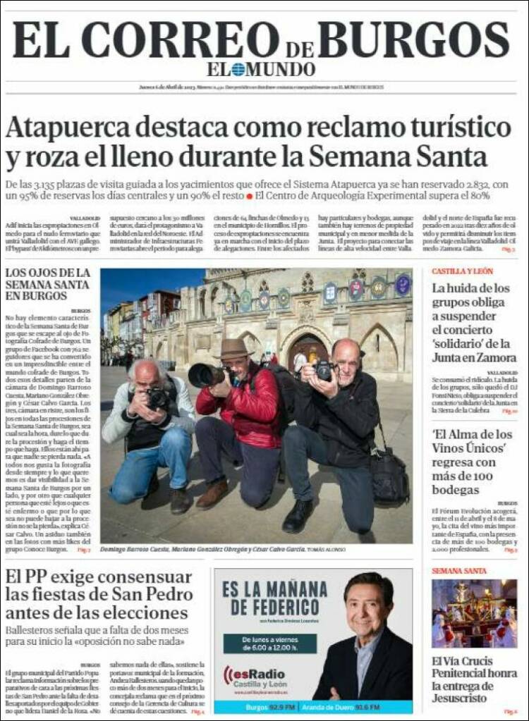 Portada de El Correo de Burgos (España)