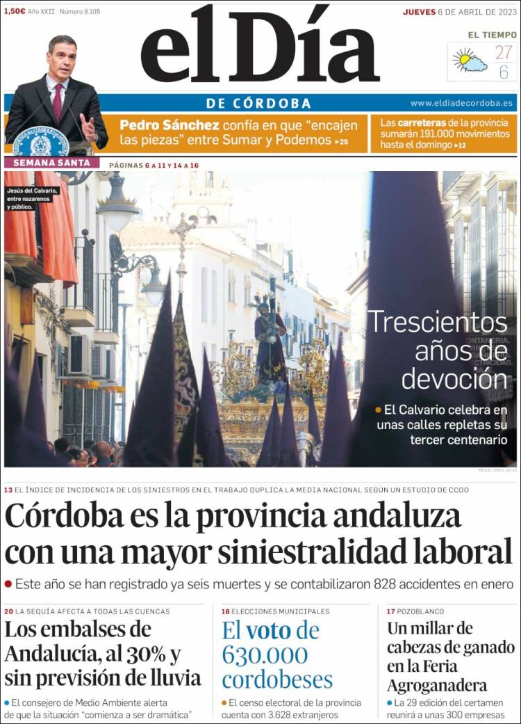 Portada de El Día de Córdoba (España)