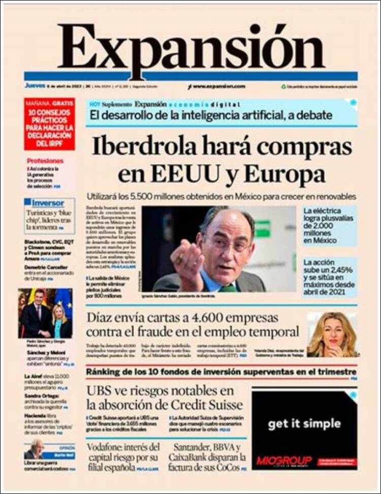 Portada de Expansión (Espa&ntilde;a)