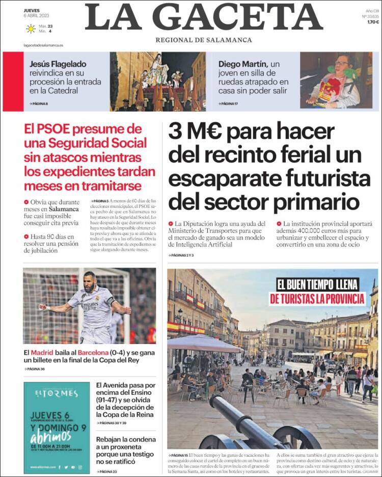 Portada de La Gaceta de Salamanca (España)