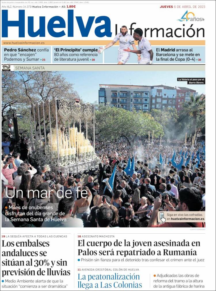 Portada de Huelva Información (España)