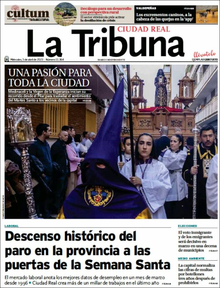 Portada de La Tribuna de Ciudad Real (España)