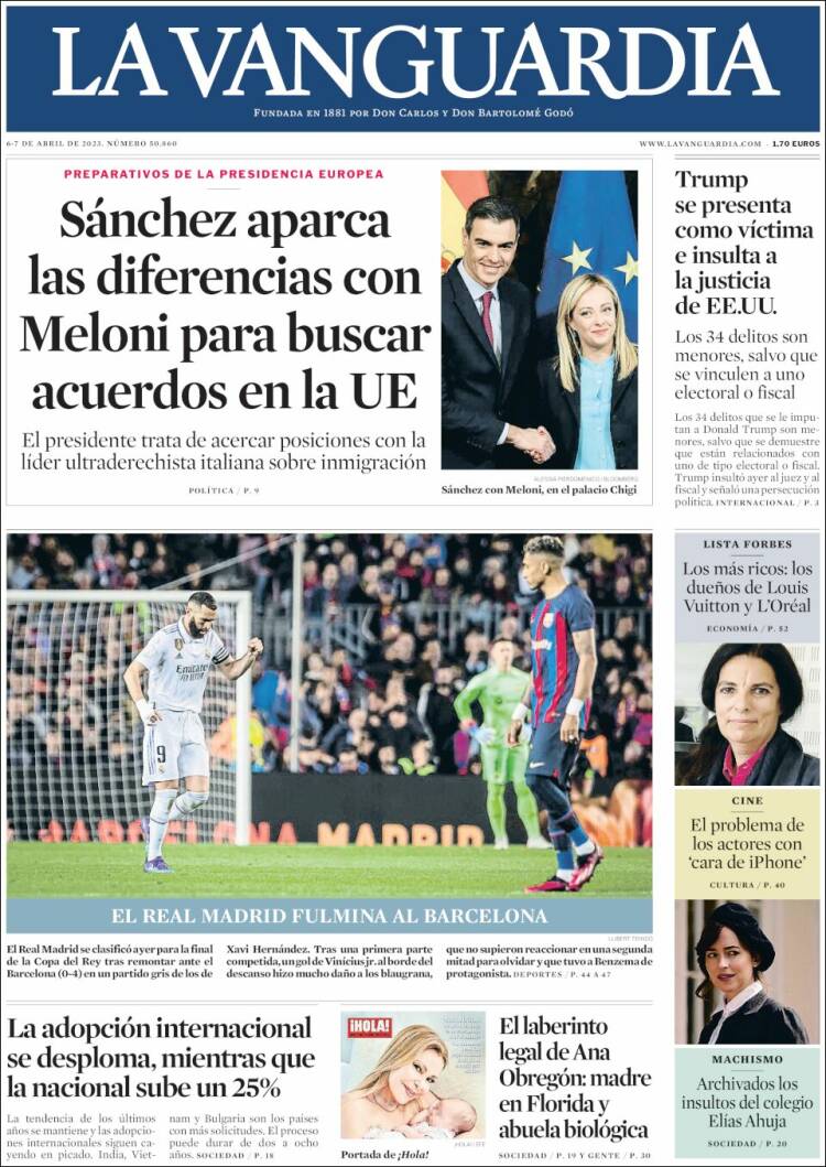 Portada de La Vanguardia (España)