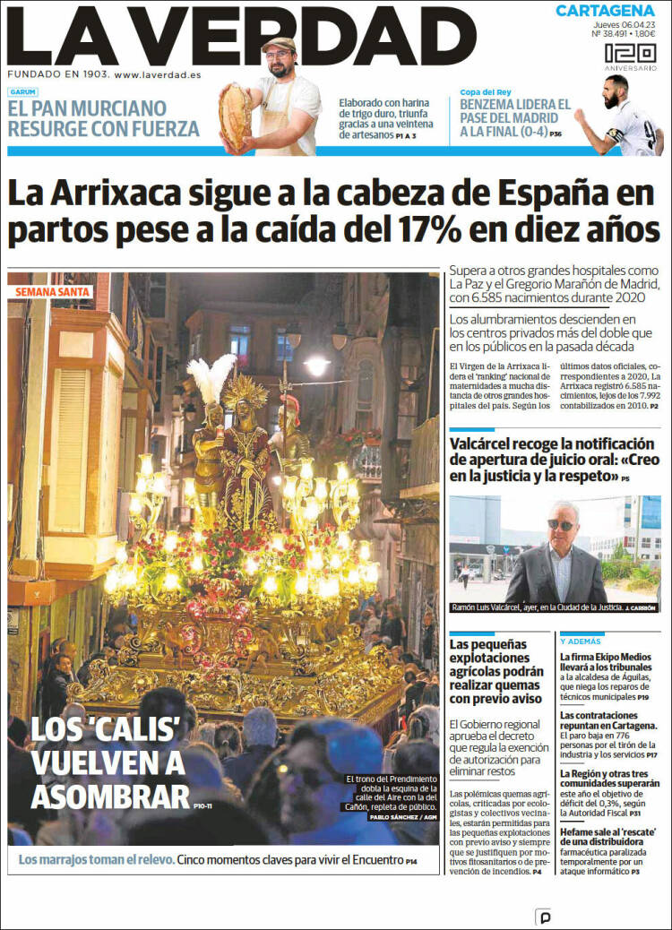 Portada de La Verdad de Cartagena (España)
