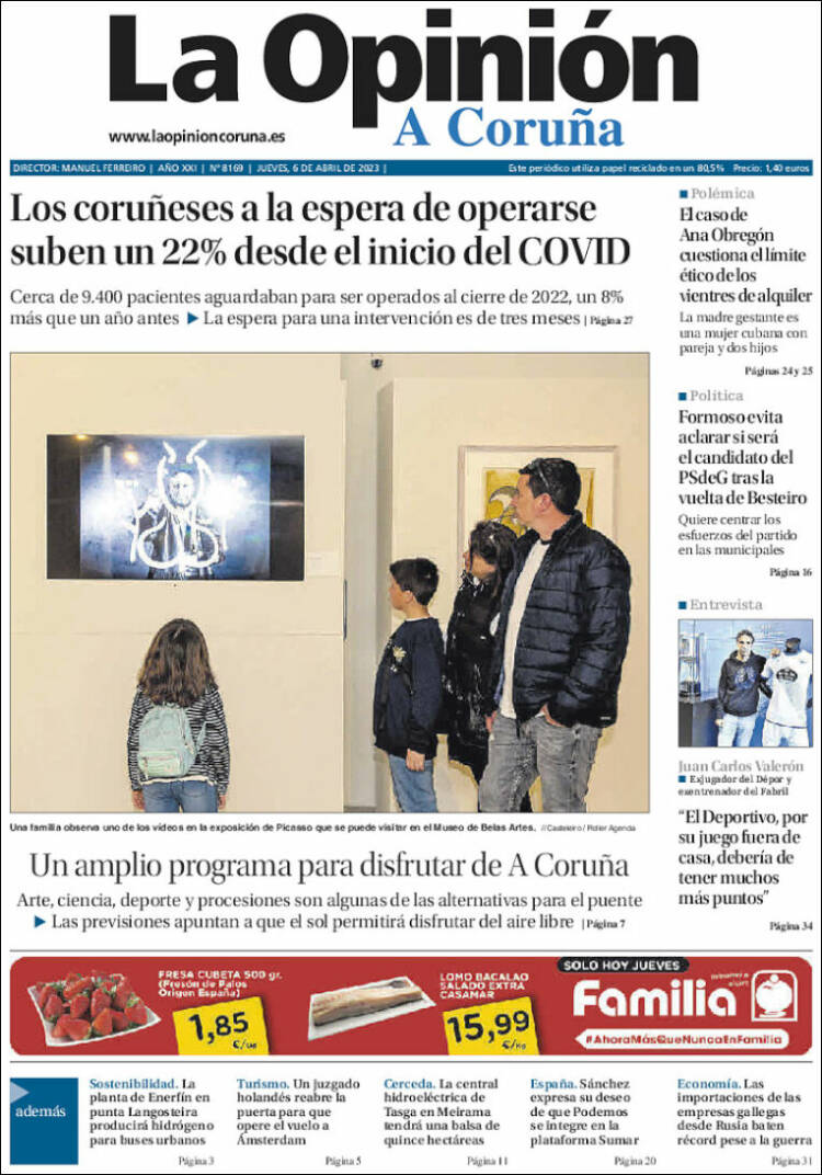 Portada de La Opinión de A Coruña (España)
