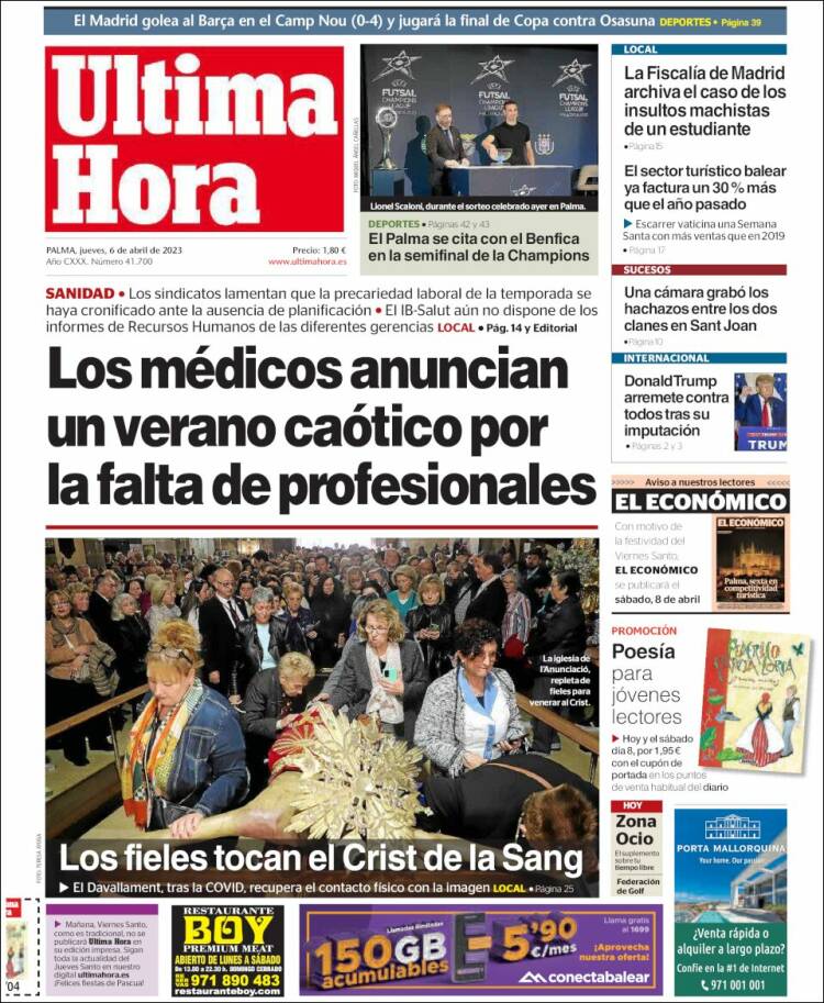 Portada de Última Hora (España)