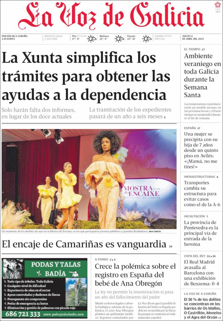 Portada de La Voz de Galicia (España)