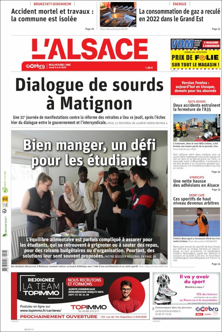 Portada de Journal L'Alsace (France)