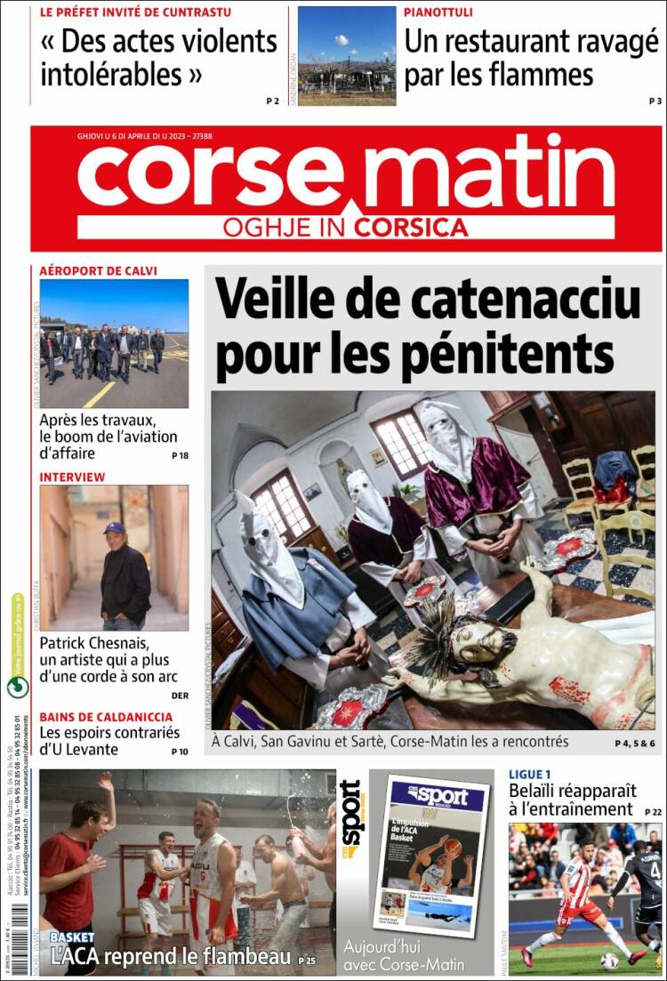 Portada de Corse-Matin (France)