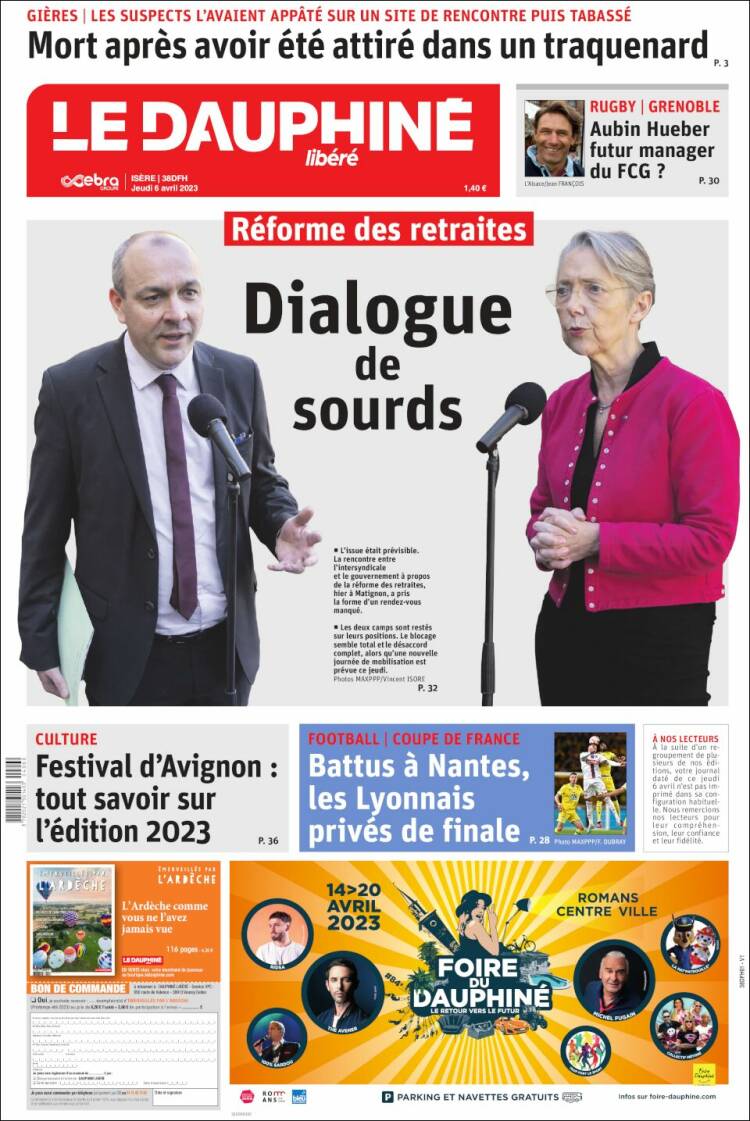 Portada de Le Dauphiné Libéré (France)