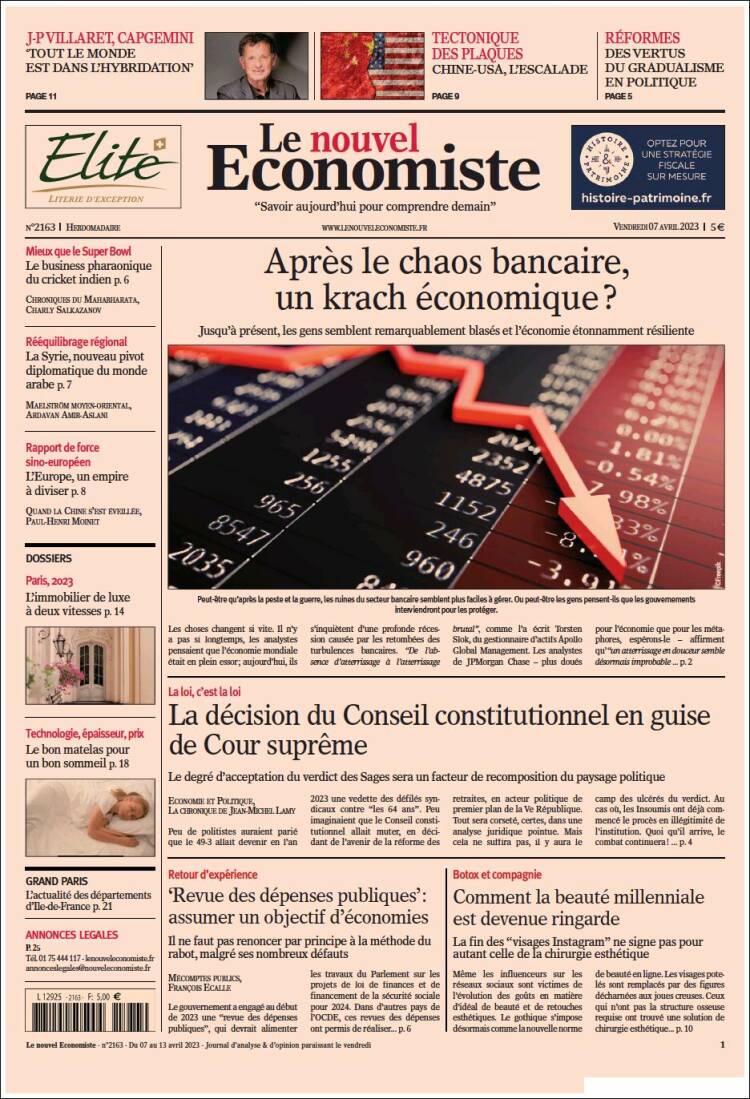 Portada de Le nouvel Economiste (France)