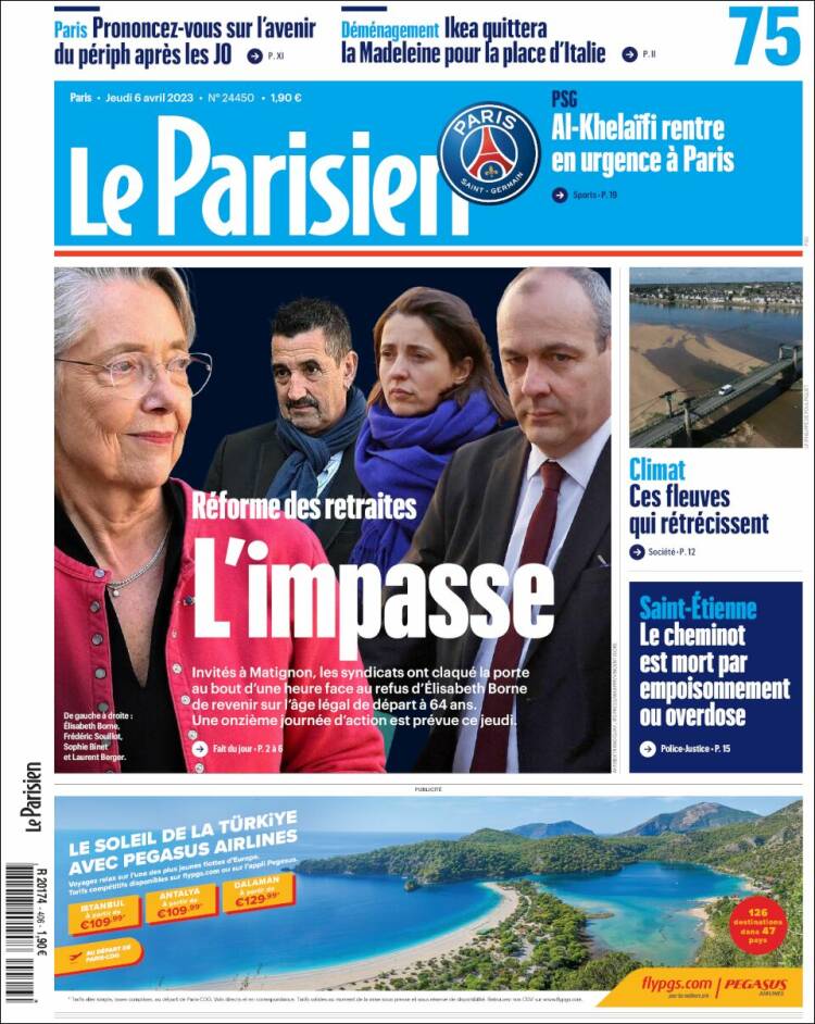 Portada de Le Parisien (France)