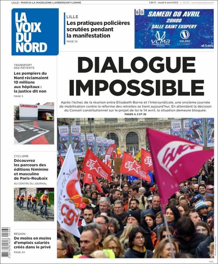 Portada de La Voix du Nord (France)