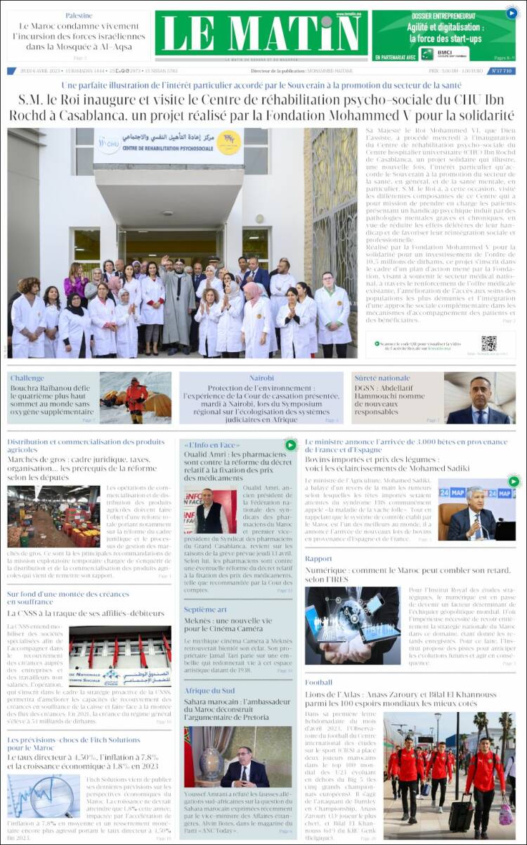 Portada de Le Matin (Morocco)