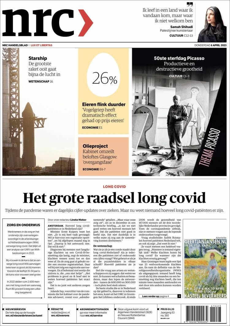 Portada de NRC Handelsblad (Pa&iacute;ses Bajos)