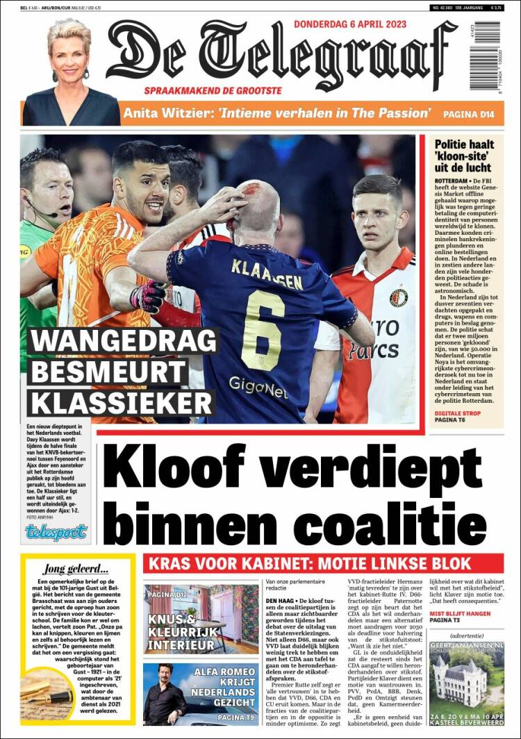 Portada de De Telegraaf (Netherlands)