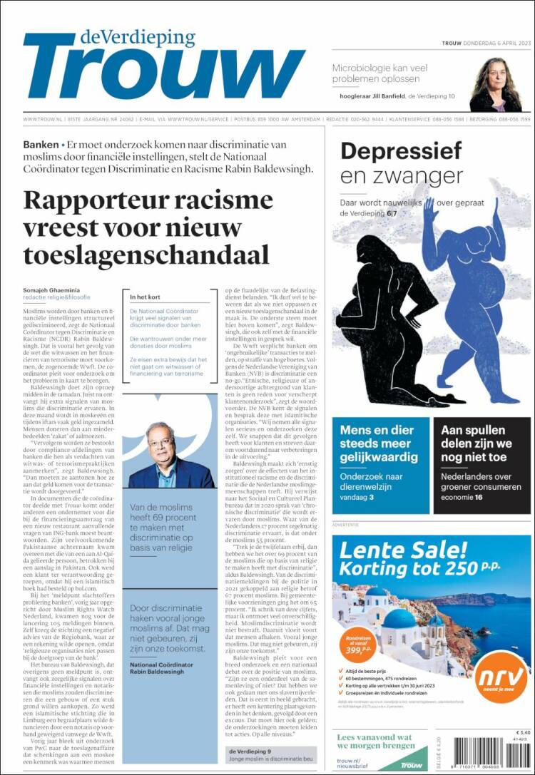 Portada de Trouw (Pa&iacute;ses Bajos)